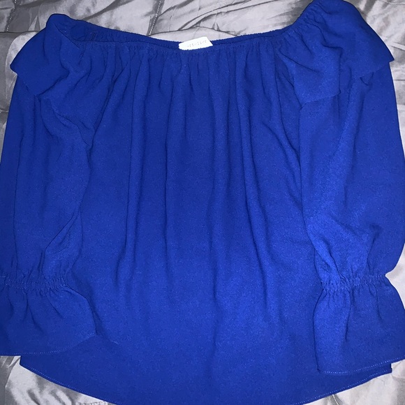blue off the shoulder top - Picture 1 of 3